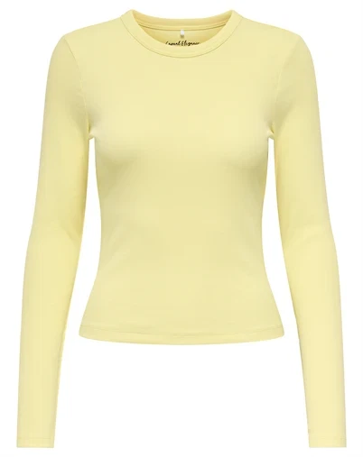 Only - ONLVal Life O-Neck Langærmet Top - Bright White